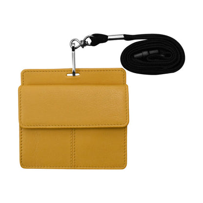 ili New York Leather RFID Horizontal Neck I.D. Holder/Wallet With Lanyard