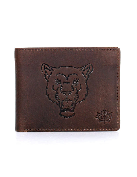 Karla Hanson AMERICA WILD RFID Leather Bifold Wallet Brown Mountain Lion