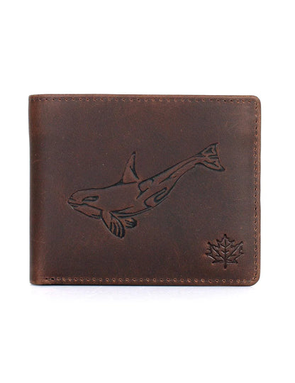 Karla Hanson AMERICA WILD RFID Leather Bifold Wallet Brown Whale