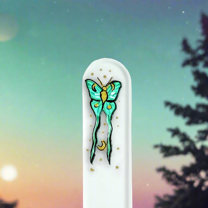 Czech Glass Nail File - Small- Hand Painted Moon Moth