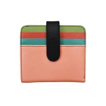 ili New York Bi-Fold RFID Credit Card Wallet- 7301 Peach Multi
