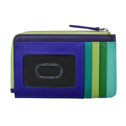 ili New York Leather Flat Card Case RFID Wallet Pink Rainbow