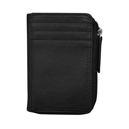 ili New York Leather Vertical Zip Card Wallet- 7411 Black