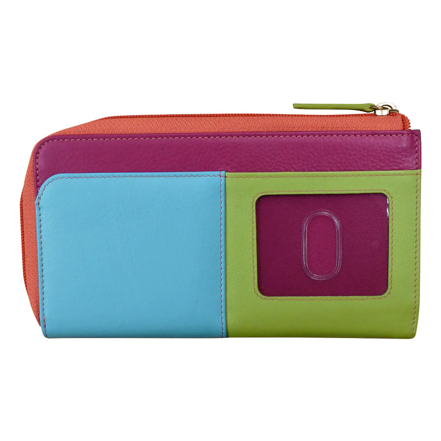 ili New York Leather RFID 3/4 Wallet with Gusset - 7418 Paradise Multi
