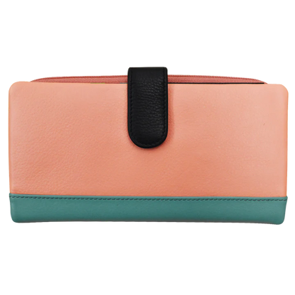 ili New York RFID Leather Smartphone Wallet- 7420 Peach Multi