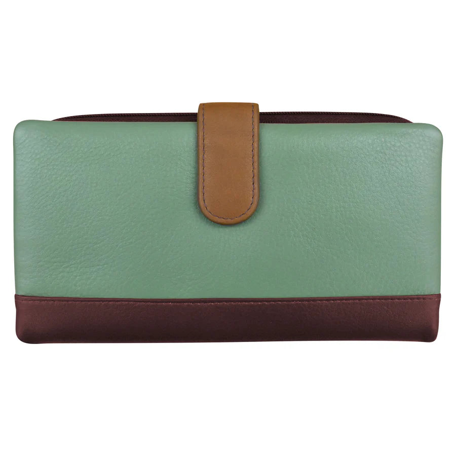 ili New York RFID Leather Smartphone Wallet- 7420 Sage Multi