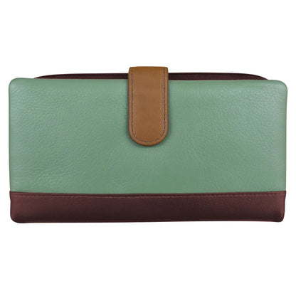 ili New York RFID Leather Smartphone Wallet- 7420 Sage Multi
