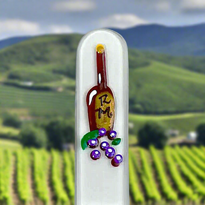 Czech Crystal Nail File - Size Large- Hand Painted Collection Wine Bottle
