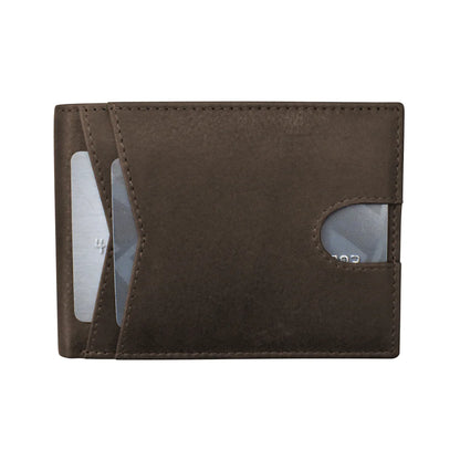 ili New York Premium Leather RFID Front Pocket Billfold Wallet Brown