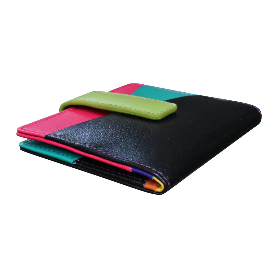 *NEW* ili New York Leather Mini Asymmetric RFID Card Wallet With Tab - 7803