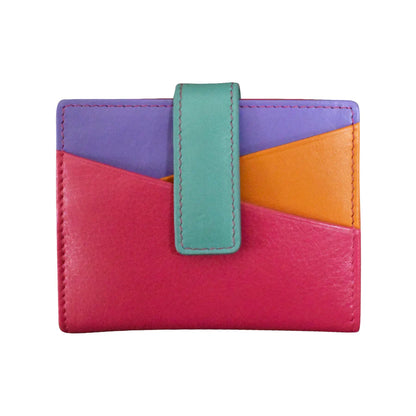 *NEW* ili New York Leather Mini Asymmetric RFID Card Wallet With Tab - 7803 Palm Beach