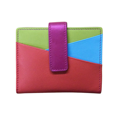 *NEW* ili New York Leather Mini Asymmetric RFID Card Wallet With Tab - 7803 Paradise Multi