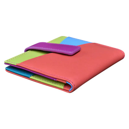 *NEW* ili New York Leather Mini Asymmetric RFID Card Wallet With Tab - 7803