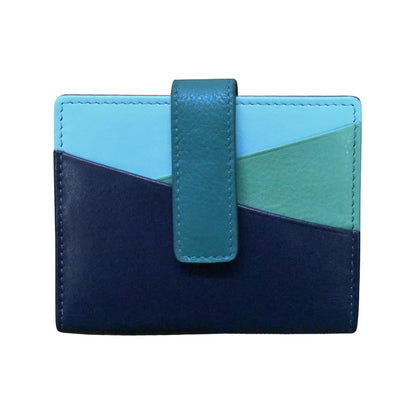 *NEW* ili New York Leather Mini Asymmetric RFID Card Wallet With Tab - 7803 Serenity Multi