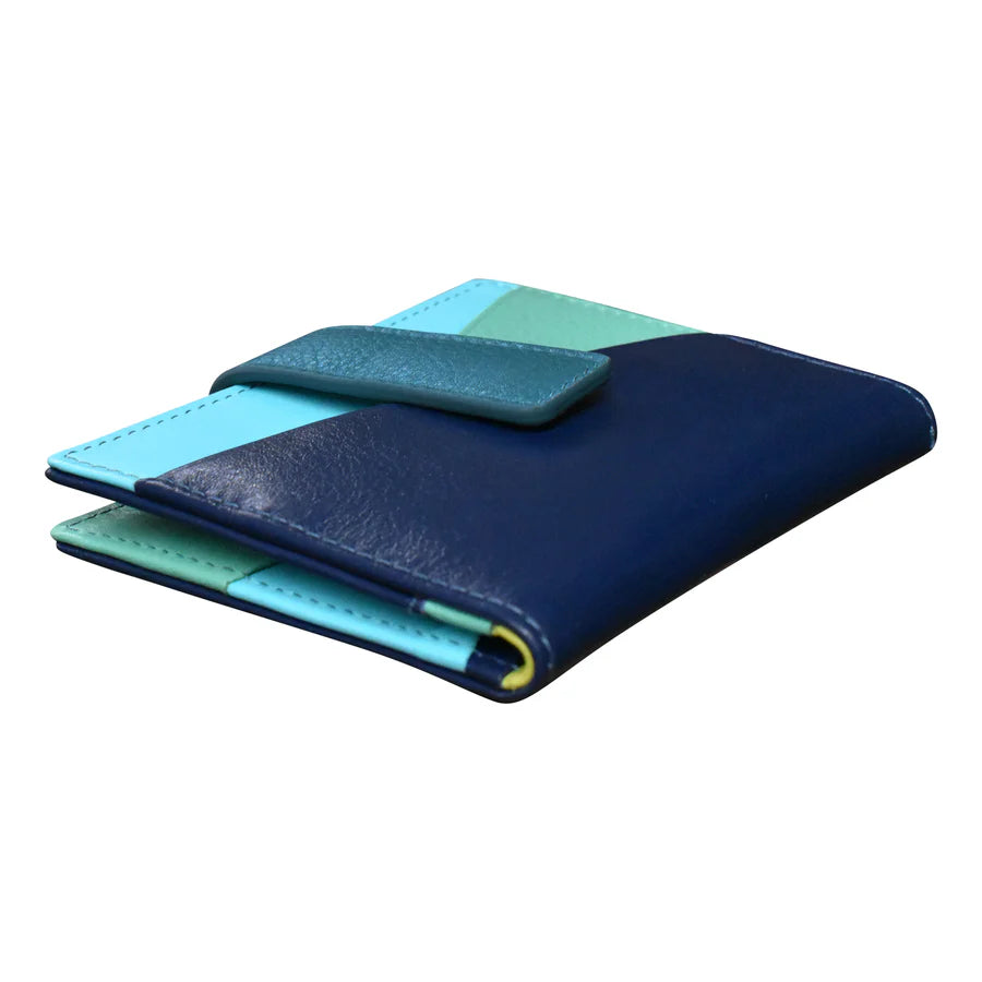 *NEW* ili New York Leather Mini Asymmetric RFID Card Wallet With Tab - 7803