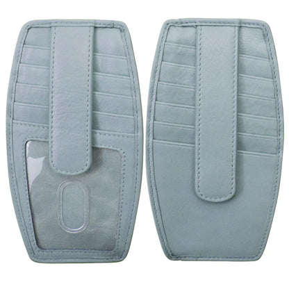 ILI New York RFID Leather Card Holder Wallet with Zip Pocket- 7804 Chambray