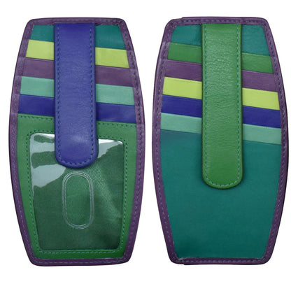 ILI New York RFID Leather Card Holder Wallet with Zip Pocket- 7804 Cool Tropics
