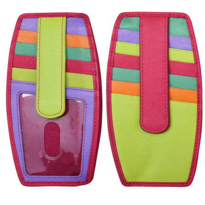 ILI New York RFID Leather Card Holder Wallet with Zip Pocket- 7804 Palm Beach