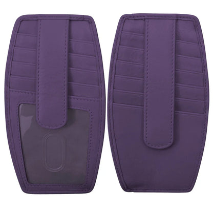 ILI New York RFID Leather Card Holder Wallet with Zip Pocket- 7804 Purple