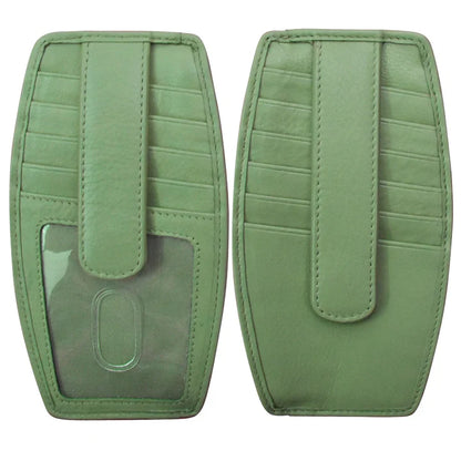ILI New York RFID Leather Card Holder Wallet with Zip Pocket- 7804 Sage
