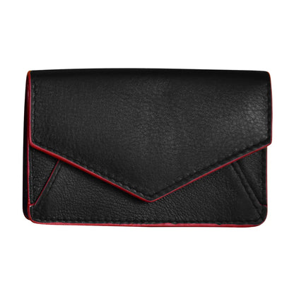 ili New York RFID Leather Envelope Business Card Holder Black Red