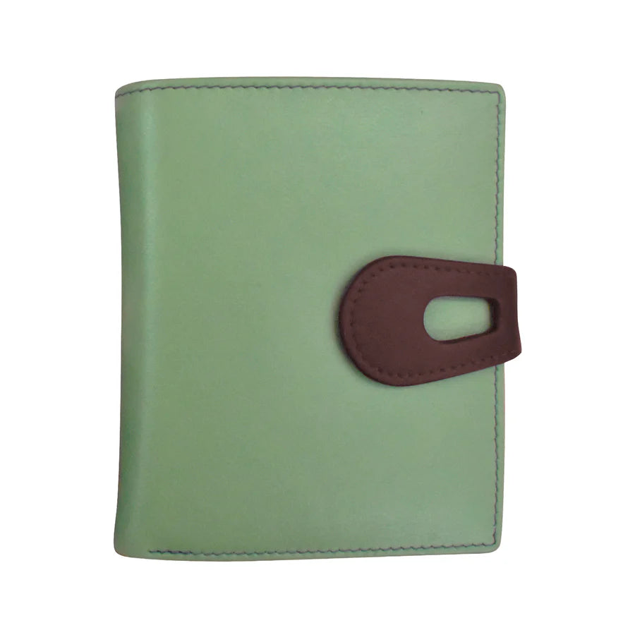 ili New York RFID Leather Small Wallet with Cut Out Tab- 7815 Sage Eggplant