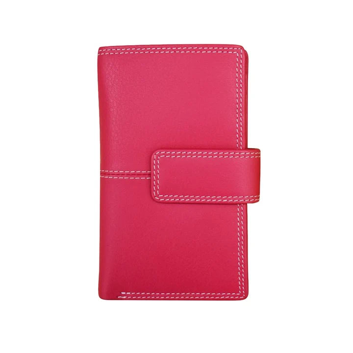 ili New York Leather RFID Midi Wallet Indian Pink