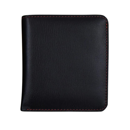 ili New York RFID Bi-fold Two Tone Mini Leather Wallet - 7831 Black Red