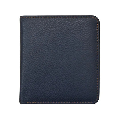 ili New York RFID Bi-fold Two Tone Mini Leather Wallet - 7831 Classic Navy Antique Saddle