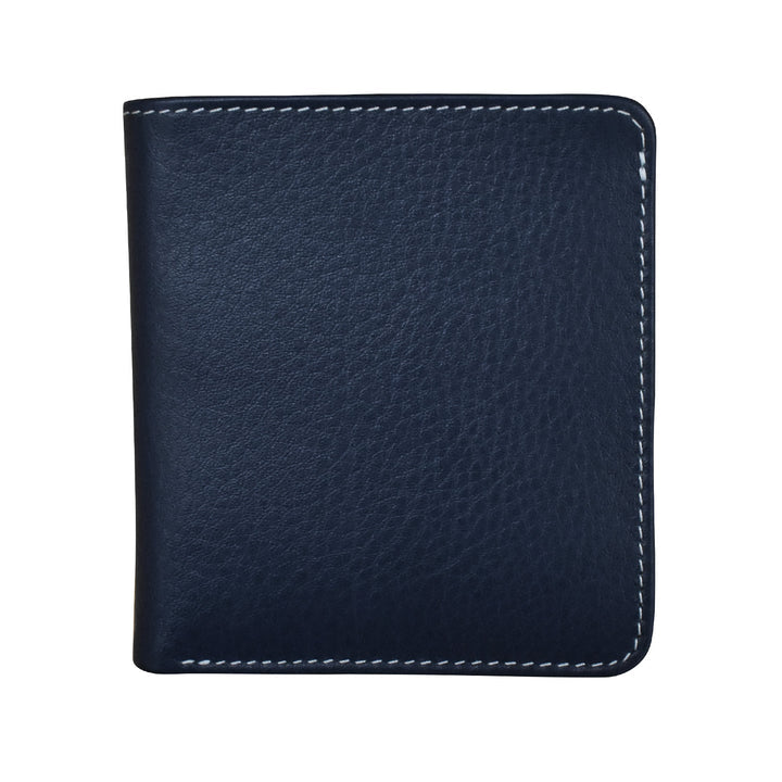 ili New York RFID Bi-fold Two Tone Mini Leather Wallet - 7831 Classic Navy Chambray
