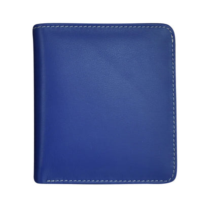 ili New York RFID Bi-fold Two Tone Mini Leather Wallet - 7831 Cobalt Bone