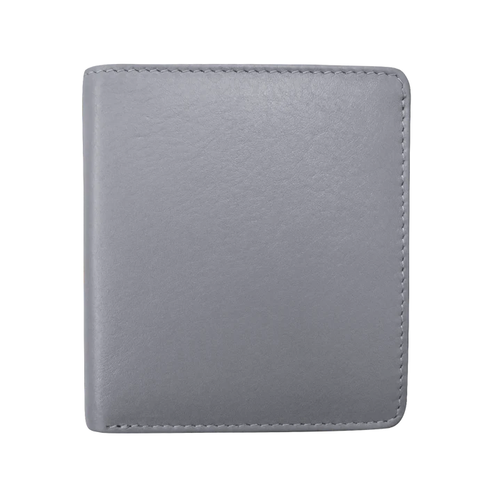 ili New York RFID Bi-fold Two Tone Mini Leather Wallet - 7831 Cool Grey Black