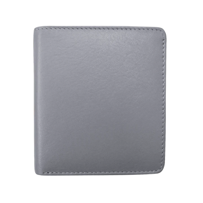 ili New York RFID Bi-fold Two Tone Mini Leather Wallet - 7831 Cool Grey Black