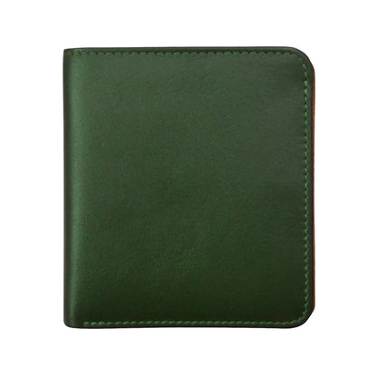 ili New York RFID Bi-fold Two Tone Mini Leather Wallet - 7831 Hunter Green Saddle