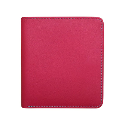 ili New York RFID Bi-fold Two Tone Mini Leather Wallet - 7831 Indian Pink Turquoise