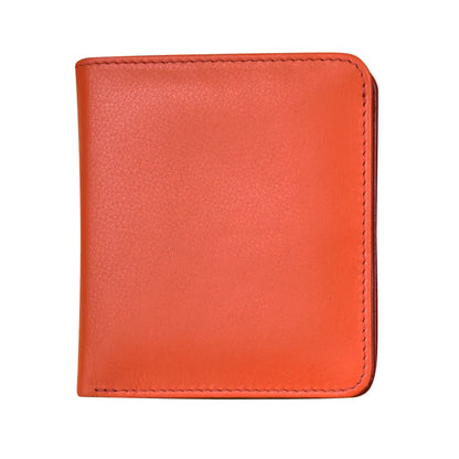 ili New York RFID Bi-fold Two Tone Mini Leather Wallet - 7831 Orange Red