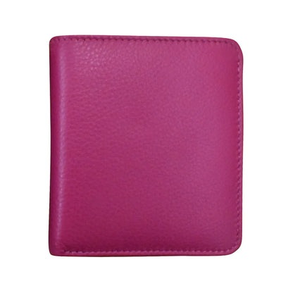 ili New York RFID Bi-fold Two Tone Mini Leather Wallet - 7831 Orchid Hunter Green