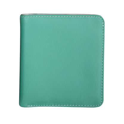 ili New York RFID Bi-fold Two Tone Mini Leather Wallet - 7831 Turquoise Bone