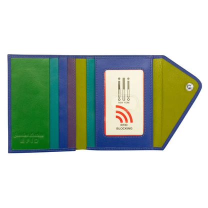 ili New York Leather RFID Mini Snap Trifold Wallet