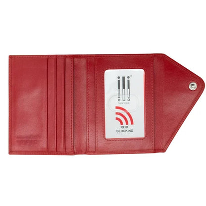 ili New York Leather RFID Mini Snap Trifold Wallet