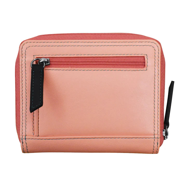 ili New York Small Leather RFID Multi Color Zip Wallet- 7858