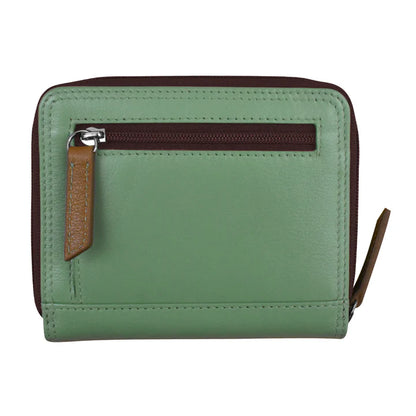 ili New York Small Leather RFID Multi Color Zip Wallet- 7858