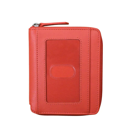 ili New York RFID Zip Around Leather Wallet- 7859 Coral