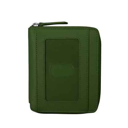 ili New York RFID Zip Around Leather Wallet- 7859 Hunter Green