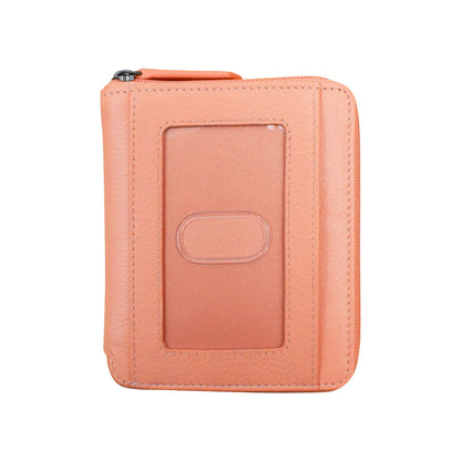 ili New York RFID Zip Around Leather Wallet- 7859 Peach