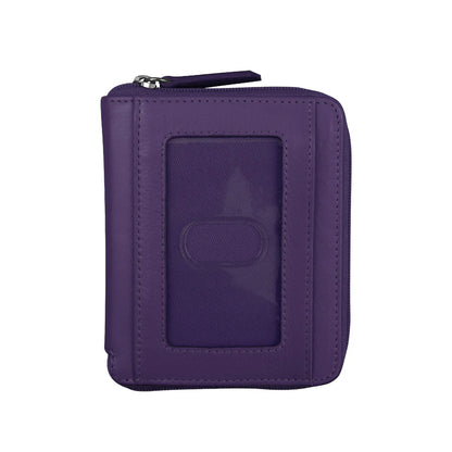 ili New York RFID Zip Around Leather Wallet- 7859 Purple