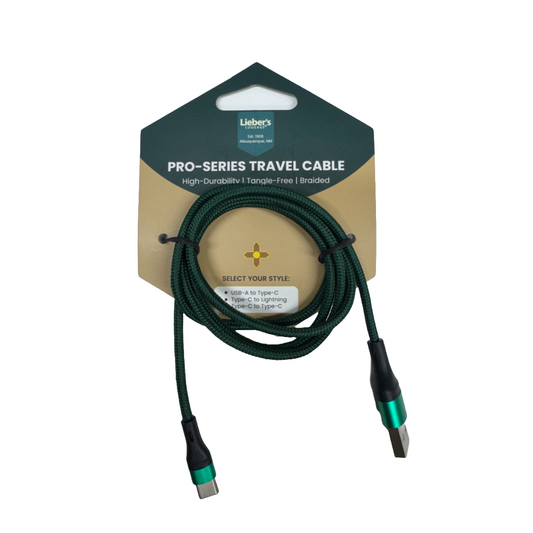 Lieber's Luggage Pro-Series Travel Charging Cable USB-A to Type-C (5V3A) Green