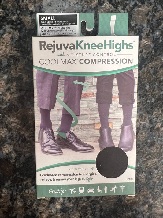 Final Sale- Rejuva Knee High Coolmax Compression - Size Small/Midnight