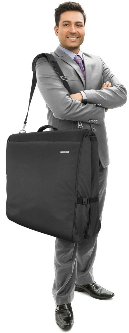 WALLYBAGS 45" Premium Framed Garment Bag with Shoulder Strap and Multiple Pockets
