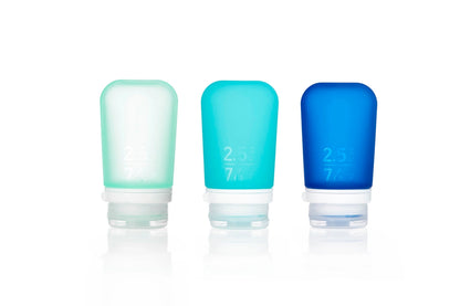 Humangear 2.5 oz GoToob+ 3-Pack Silicone 3-1-1 Toiletry Bottles (MEDIUM)